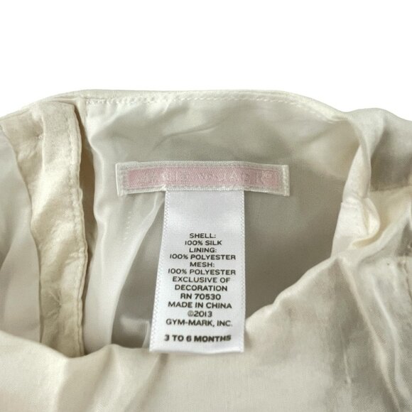 Janie and Jack Holiday Party Dress 3-6 Mon. Roses White Duppioni Silk - Picture 5 of 5